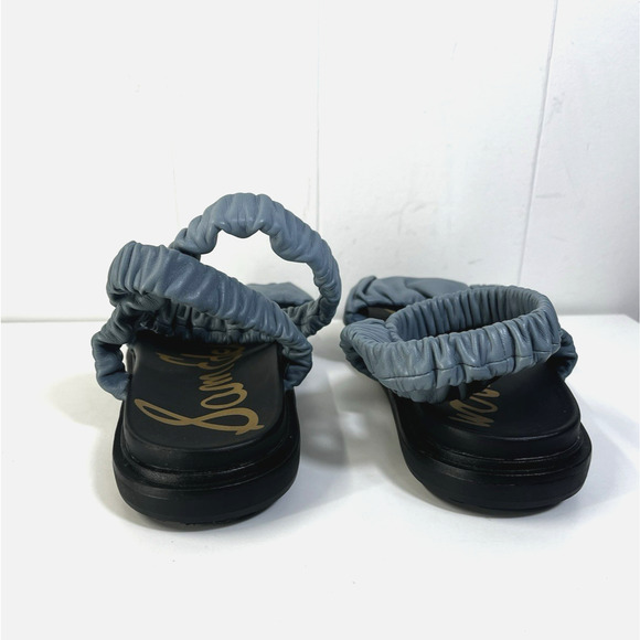 Sam Edelman Velma Blue Ruched Strap Leather Sandal Size 8.5M Resortwear Boho - Picture 3 of 5